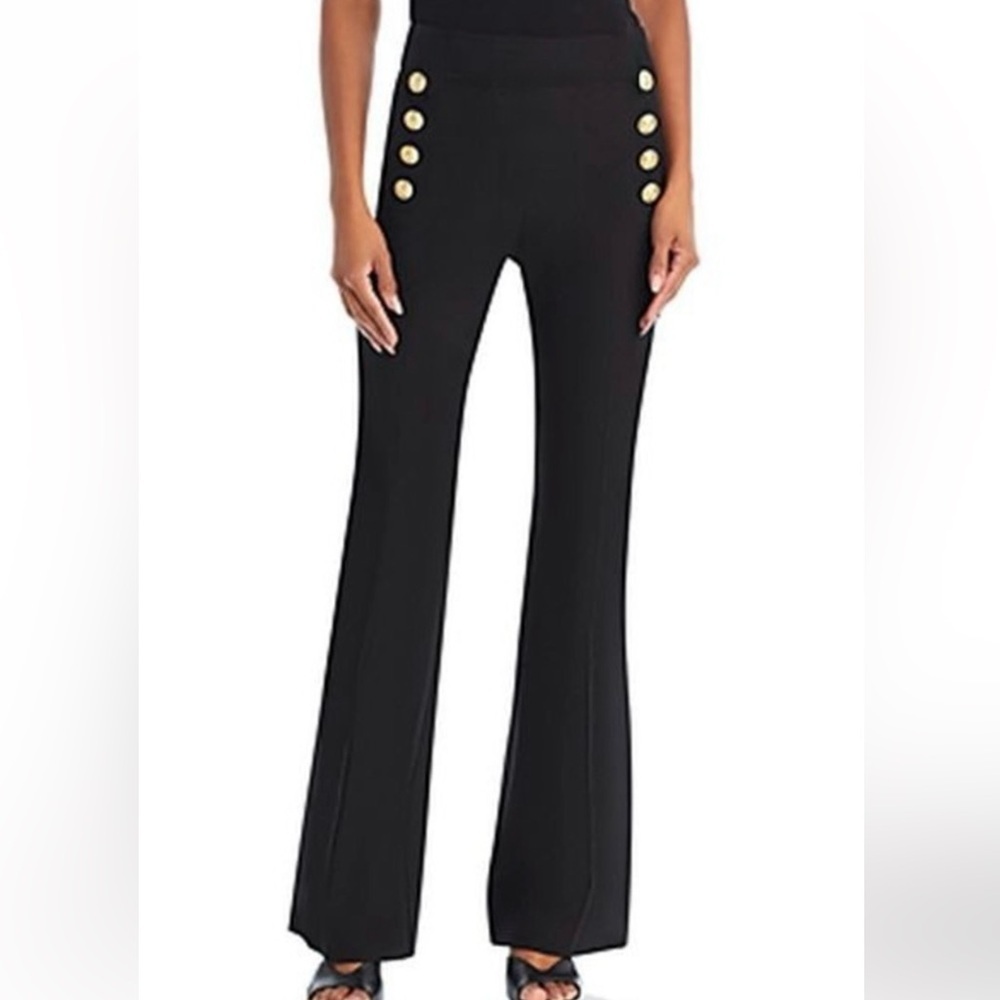 Magaschoni Black Sailor Button Detail Pants Size 6 Excellent Condition